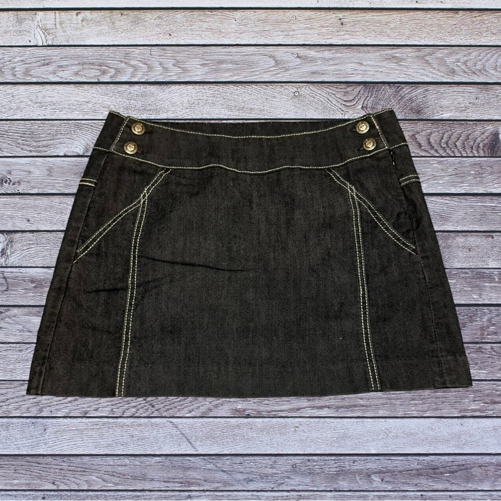 Rampage Denim Jean Dark Navy Mini Skirt Y2K Vibes Hot Girl Goth Stitch